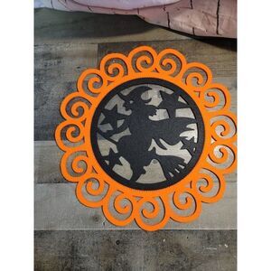 Halloween Felt Witch star broom decor orange black